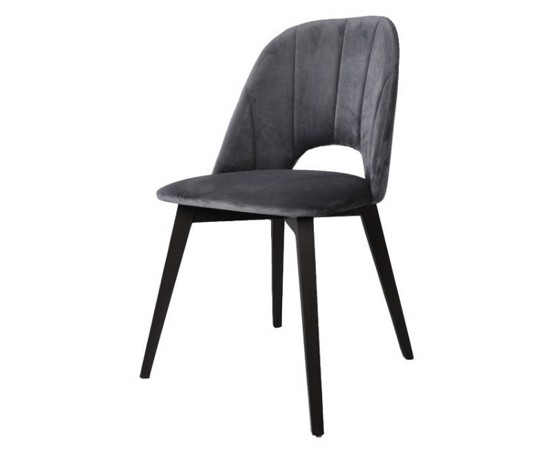 MODERN M21 Szare krzesło tapicerowane z wycięciem, tk. bluvel 14 szary, nogi czarne