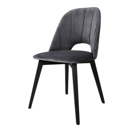 MODERN M21 Szare krzesło tapicerowane z wycięciem, tk. bluvel 14 szary, nogi czarne