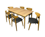 Zestaw 6os: stół MODERN M38 dąb jasny +  6x krzesło MODERN M33 Krzesło drewniane, dąb jasny, tkanina Elpaso 190