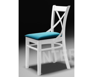 OD RĘKI! MODERN 1 Białe krzesło tapicerowane z krzyżem, półokragłe, tk. casablanca 20572 turkus