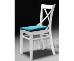 OD RĘKI! MODERN 1 Białe krzesło tapicerowane z krzyżem, półokragłe, tk. casablanca 20572 turkus