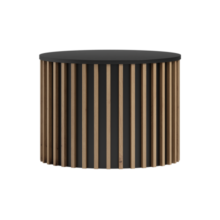NICOLE N10 Okrągły stolik kawowy z lamelami 68 cm, czarny+artisan