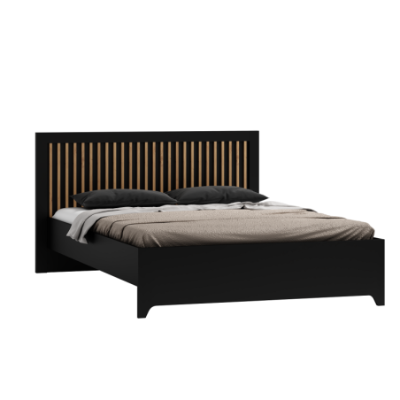 NICOLE N11 Czarne łóżko z lamelami 140x200, czarny+artisan