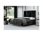 MEDIOLAN 1M  Łóżko kontynentalne 160x200 w stylu glamour z dużym zagłowiem i metalową listwą ozdobną