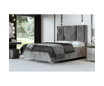 MEDIOLAN 1M  Łóżko kontynentalne 160x200 w stylu glamour z dużym zagłowiem i metalową listwą ozdobną