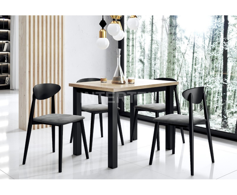 Zestaw: 4 krzesła MODERN M33 + stół SZTOKHOLM 70x100 cm (kraft złoty + czarny)