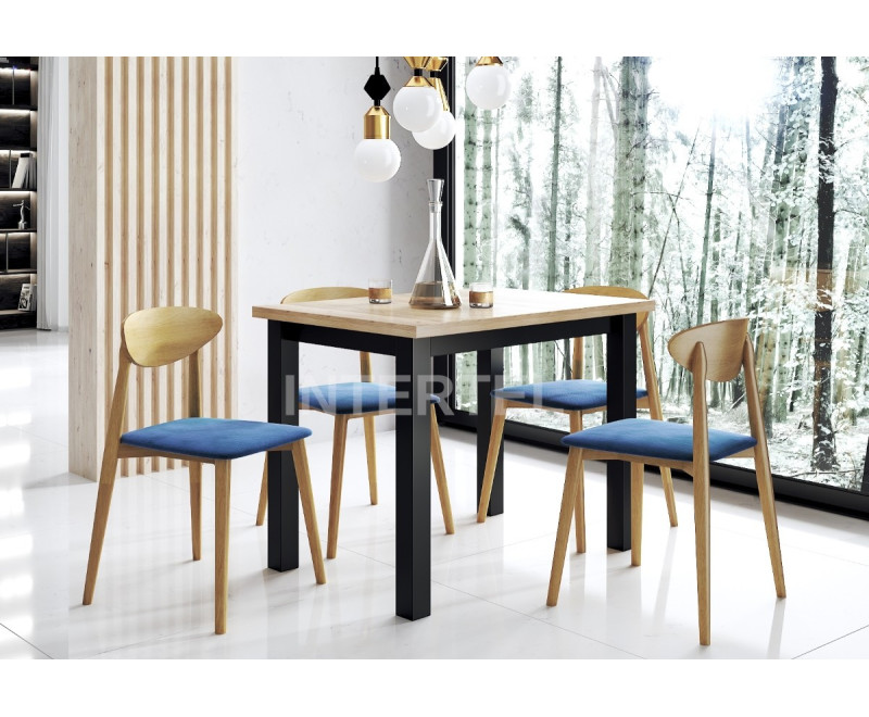 Zestaw: 4 krzesła MODERN M33 dąb jasny+ stół SZTOKHOLM 70x100 cm (dąb jasny + czarny)