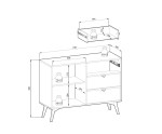 ASPEN 106 Komoda jednodrzwiowa z szufladami w stylu skandynawskim, eukaliptus+jodełka scandi