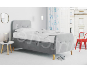 OD RĘKI! HAGE 3R Szare łóżko tapicerowane 80x180 dla dziecka, z pojemnikiem, Royal 87247, lewe