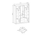 NELA Szafa uchylna 3D z lustrem i lamelami 155 cm, artisan + lamele czarne