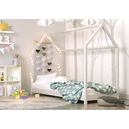 MIA Białe łóżko dziecięce domek 80x180 + stelaż