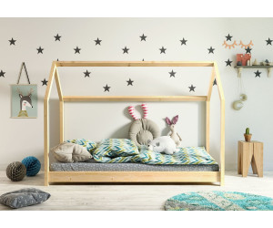 MIA Sosnowe łóżko dziecięce domek 80x180 + stelaż, kolor natura