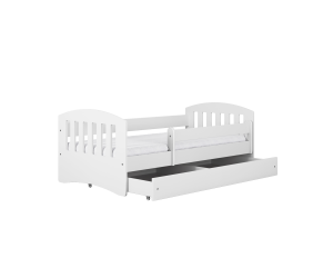SONIC 1 Białe łóżko dziecięce 80x140 z barierką i szufladą