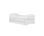 SONIC 1 Białe łóżko dziecięce 80x160 z barierką i szufladą