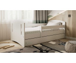 SONIC 2 Białe łóżko dziecięce 80x140 z barierką i szufladą