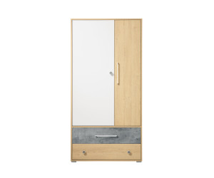 STEP ST1 Szafa 2- drzwiowa z szufladami 90 cm, dąb biszkoptowy+biały+beton
