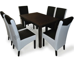 Elegancki zestaw 6-OS: krzesła KONRAD + stół 80x150-190 LARGO