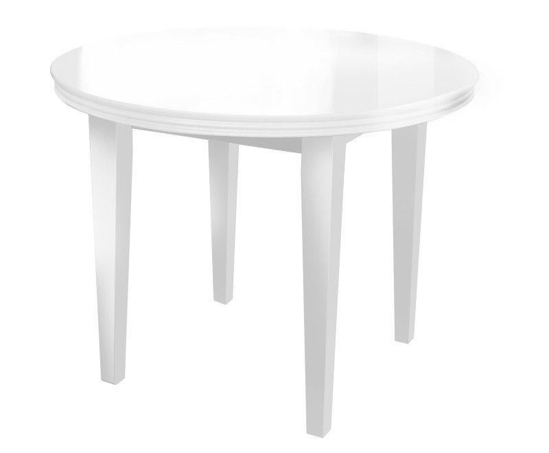 OD RĘKI! MERSO ART Biały stół okrągły 120 cm POŁYSK ze zwężanymi nogami