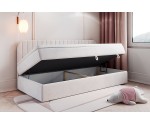 OD RĘKI! MACIUŚ łóżko tapicerowane 80x180 materac Pocet Clasic Comfort, tk. Riviera 21 jasny beż