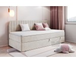 OD RĘKI! MACIUŚ łóżko tapicerowane 80x180 materac Pocet Clasic Comfort, tk. Riviera 21 jasny beż